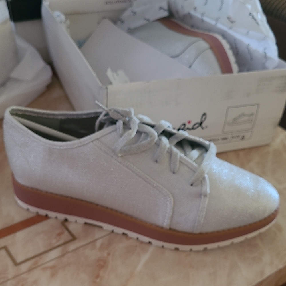 Women's Silver Lace-Up Sneakers